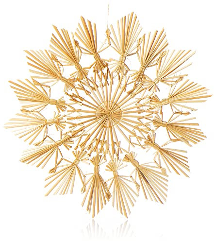 COM-FOUR® Großer Strohstern - Anhänger für den Weihnachtsbaum - natürlicher Christbaum-Schmuck - Weihnachtsdekoration