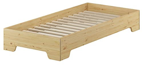 Erst-Holz® Stapelbett 100x200 Pensionsbett, Gästebett mit wählbarem Zubehör V-60.56-10, Ausstattung:Rollrost inkl.