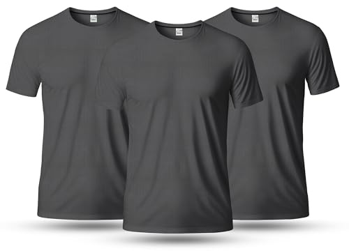 Thread Linens Termisk t-shirt för män, kroppsvärmande baslager, termiska underkläder, termisk topp för män, storlek S–XXL, 3-pack, Träkol, XXL