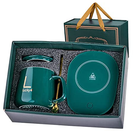 Chauffe Lait,Chauffe Tasse à Café 55 Degrés de Température Constante Interrupteur Automatique De Capteur De Gravité pour Thé, Café, Lait,Chauffe-café pour Maison Ou Bureau (Green)