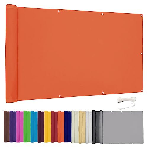 Lingle888 Balkon Sichtschutz PB2 PES blickdichte Balkonumspannung mit Ösen und Kabelbinder 8 Tage geliefert - in div.20 Größen & 14 Farben 420D(Orange,0.6x8m)