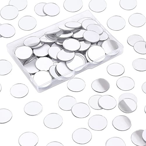 PH PandaHall 200pz 20mm Mini Specchio Acrilico Piastrelle Piatto Rotondo Autoadesiva Piastrelle di Mosaico Decorativo Adesivi Murali per La Decorazione Domestica Artigianato Monili Che Fanno, Chiaro