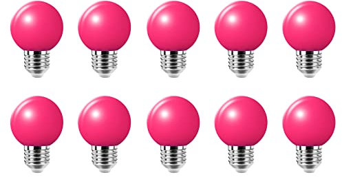 Jiotouhu Paquet de 10 Ampoule LED de couleur 2W Ampoules à vis E27 pour mariage Halloween Fête De Noël Bar Ambiance Ambiance Décor Rose