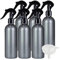 ZEOABSY 6 Piezas 300ml Spray de Plástico Gris Botella de Spray Vacía con Trigger Pulverizador Negro de Niebla Fina Atomizador para Perfume Aromaterapia Agua Líquidos, 1 Pieza Embudo