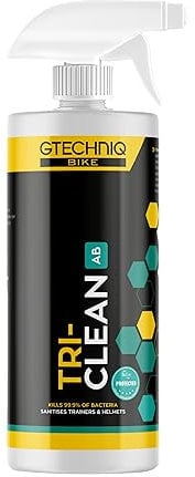 Gtechniq Bike Cleaning Kit Spray -Tri-Clean - All-Surface Bike Helmet and Sports Trainer Cleaner Shoe Deodorizer, Stain-Resistant and Anti-Bacterial, Shoe and Football Boot Cleaner 500ml Spray