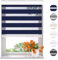 Radeco® Doppelrollo mit Kassette 200 x 175 cm (BxH) blau, Blickdicht oder Transparent, ohne Bohren möglich, doppelrollo wandmontage, Duo Rollo, doppelrollo 200 cm breit