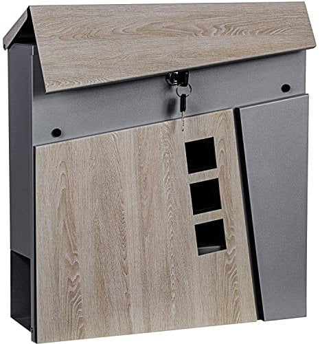 STILISTA Cassetta Postale da Parete, Effetto Legno, Scomparto per giornali, Colore e Modello a Scelta