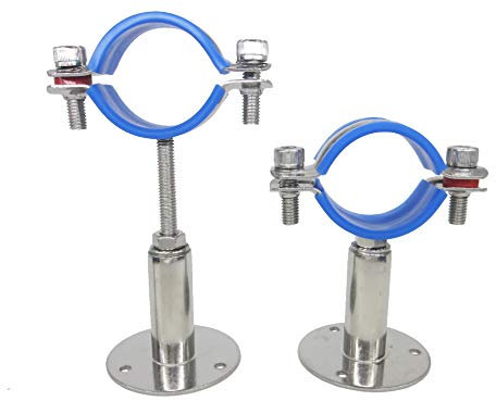 Edelstahl Höhenverstellbare Rohrschelle - Wand/Deckenmontage für 45mm bis 48mm Rohre, Schwerlast Rostfreie Rohrhalterung mit Befestigungsmaterial, 2er Set