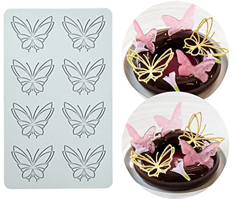 TUKE 3D Hollow Lace Fondant Molds Fruits Leaf Shape Lace Mat Party Cake Decoration Tool Cupcake Mat Silicone Molds for Polymer Clay Chocolate Baking Gummy Mould (Butterfly_7.48x4.6x0.16inch_L)