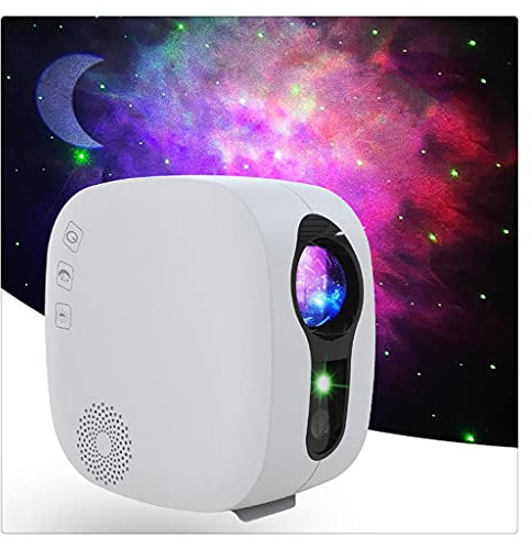 ADITAM Galaxy Starry Sky Projector Rotating Water Waving Night Light Led Colorful Nebula Cloud Lamp Atmospher Bedroom Beside Lamp (White B No BT) Double the comfort