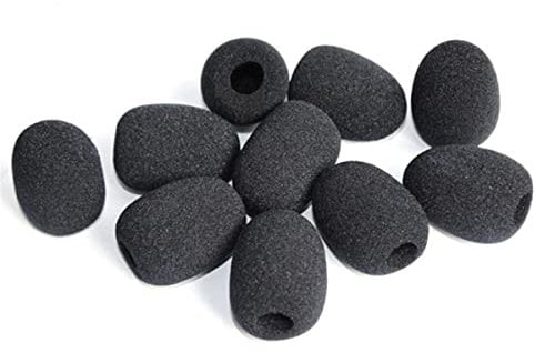 Michear 20pcs Mini Headset Microphone Windscreen, 4 Sizes Lavalier Lapel Microphone Foam Cover, Mini Size Mic Sponge Covers,Handheld Mic Foam Windshield,Black (45X25X11MM)