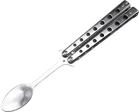 MISOYER Cuillère Papillon - Cuillère Pliable en Acier Inoxydable de Style Papillon - Cuillère d'entraînement, Couverts d'extérieur, équipement de Camping, ouvre-Bouteille