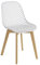 Baroni Home Moderner Stuhl mit Holzbeinen, ergonomischer Bürostuhl mit geschnitzter Textur, Esszimmerstuhl max. 130 kg, 48x43x84 cm, Weiß, 1 Stück