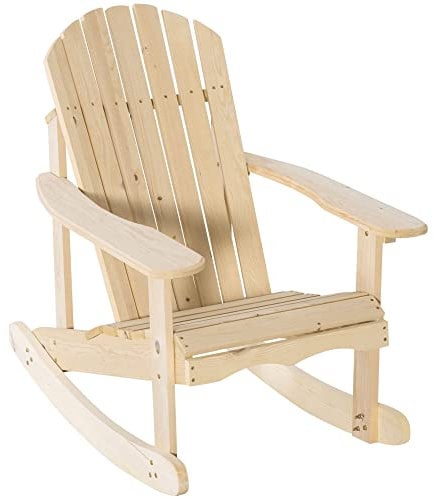 Outsunny Adirondack Schaukelstuhl, Gartensessel aus Kiefernholz, Gartenstuhl, Schaukelsessel, Terrassenstuhl, Gartenmöbel, Balkonstuhl,Natur, 74 x 97 x 92 cm