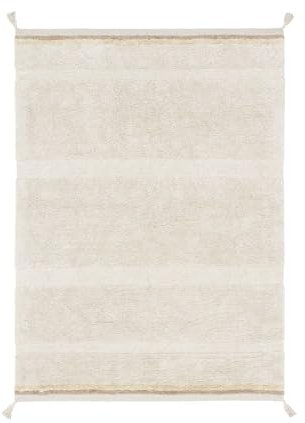 Lorena Canals Teppich aus beige-texturierter Baumwolle mit Pompons S - 120 x 160 cm