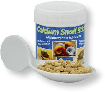 AQ4Aquaristik Calcium Snail Sticks - Futtersticks für Schnecken als Alleinfutter mit Kalzium und Vitaminen für kräftige Schneckenhäuser, 45g