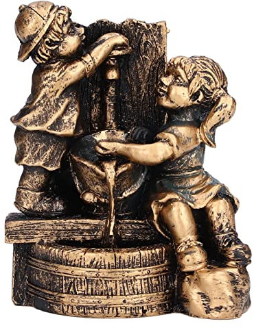 Gartendekoration, Statue Eines Jungen Und Eines Mädchens, Gartenskulptur Mit Fließendem Wasser, Statue Eines Kleinen Jungen Und Mädchens, Die Wasser Spielt, Stehende Skulptur aus Kunstharz, Gartendeko