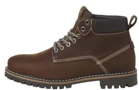 JACK & JONES Jfwqueensway-Botas de Piel Sn, Botines con Cordones Hombre, Brandy Brown, 43 EU