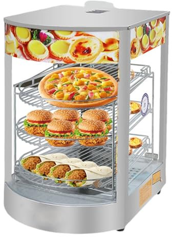 Vitrine für Lebensmittel, Hamburger, Eierkuchen, Glas, Pizza, drei Etagen, Vitrine mit Lebensmittelisolierung