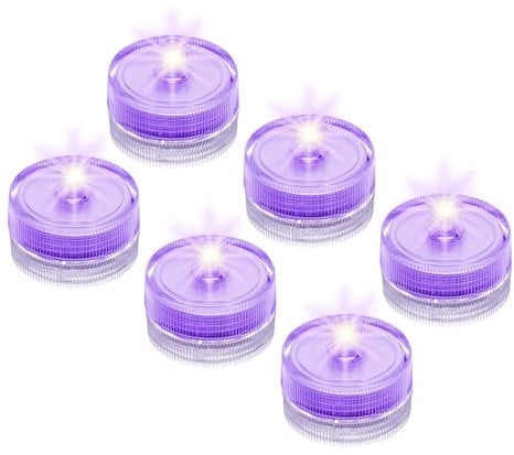 sourcing map Submersible Bright LED Tea Light, Purple Waterproof Flameless Candles for Party Wedding Festivals Decor, Pack of 6