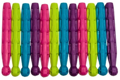 Plastic Dolly Pegs For Washing Line | Heavy Duty Dolly Laundry Washing Pegs | Plastic Clothes Pegs for Washing Line | Strong Assorted Colours Plastic Pegs for Clothes (12)