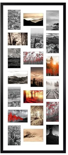 QUTREY Collage Picture Frame 4x6, 20 Opening Black Large Photo Frame for Multiple 4 by 6 inch Pictures for Wall