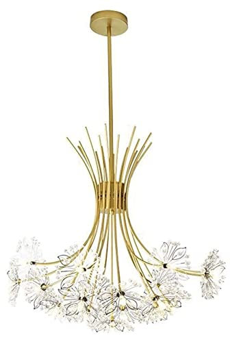 Modernes Wohnzimmer Kristall Kronleuchter Löwenzahn Blume Form Kristall-Kronleuchter Moderne Feuerwerk LED Pendelleuchte Hängelampen for Wohnzimmer Restaurant Schlafzimmer Küche Esstisch(Gold,13 Light