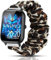Blueshaweu Bracelet Compatible avec Blackview R30 Pro Smartwatch,en Tissu Imprimé Élastique Bracelet de Montre du Blackview/IOWODO R30 Pro 1,85 Pouces Smart Watch (Léopard)