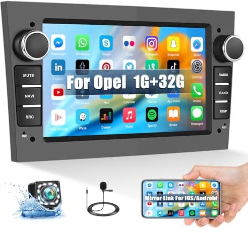 Android 2 Din Autoradio für Opel Corsa Astra Antara Vectra Zafira mit Mirror Link, 7 Zoll Touch Bildschirm Autoradio mit Bluetooth Freisprecheinrichtung GPS Navi WiFi EQ FM CANBUS+Rückfahrkamera&MIC