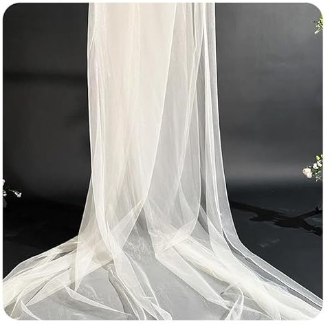 Hrlace Tüll Stoff Organza Band Tüllstoff als Meterware Glanz Stoffe Hochzeit Vorhang Hochzeitsbogen Drapierstoff Tischdecken Deko Schals für Hochzeit Party Geschenke Deko Basteln Champagner 8m