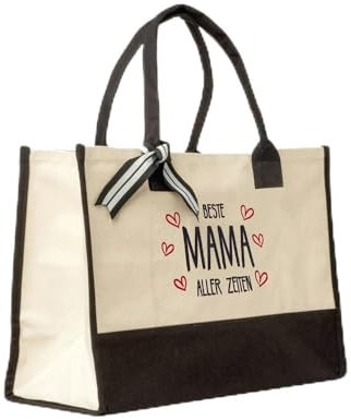 Elberfelder Leinen personalisierte Canvastasche l Geschenkidee l mit robustem Boden l mit Monogramm l Tote Bag l Handtasche l Oeko-Tex-Standard-100 l Einkaufstasche l 100% Baumwolle