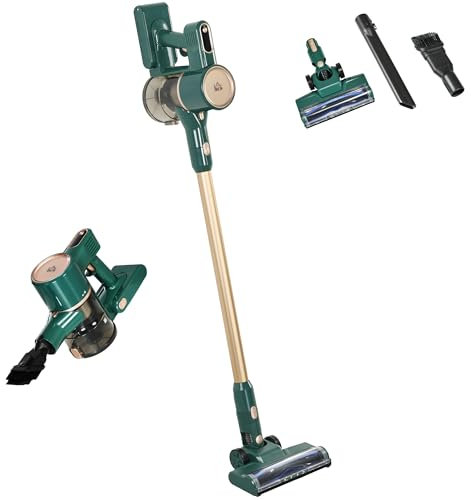 HOMCOM 3-in-1 Cordless Vacuum Cleaner, 35Min Run Time, 250W/38KPa Lightweight Handheld Stick Vacuum Cleaner with Digital Display and Rechargeable Battery for Hardwood Floor, Carpet, Pet, Hair, Car