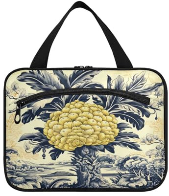 Abstract Fruit Pineapple Tree Hanging Travel Toiletry Cosmetic Makeup Bag Large Capacity Foldable Storage Wash Bags for Women Girls Bathroom
