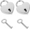Lot de 2 petits cadenas en forme de cœur avec clé - Mini vintage - Cadenas en forme de cœur - Argent - Avec fermoirs - Pour journal intime, bijoux