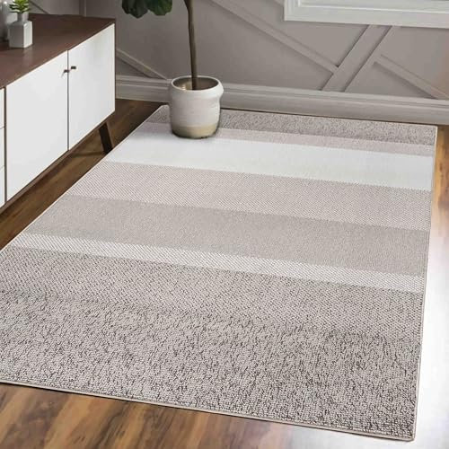 Mazovia Groß Teppich Wohnzimmer 160x230cm Creme Abstrakt Skandinavisch | Teppich für Schlafzimmer Esszimmer Büro Beige Weich Pflegeleicht Tierfreundlich Allergikerfreundlich Fußbodenheizungsgeeignet