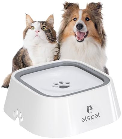 Gamelle Eau Anti-Eclaboussure Abreuvoir Grande Capacité 1L Bol Anti-Glouton avec Assiette Flottante pour Chien et Chat Voyage, Extérieur, Intérieur