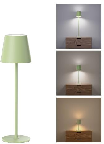 JACKYLED Tischlampe Kabellos, 3 Höhen Verstellbar, 5000mAh Akku Tischleuchte, LED Dimmbar in 3 Farben, Touch Steuerung, Stabil & Tragbar für Esstisch, Schlafzimmer, Outdoor (1-Stück)