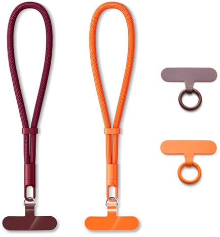 MORSUNBELA Cordon telephone portable dragonne telephone portable, Chaîne de téléphone, universel lanière téléphone, anti-perte bracelet, cordon court (rouge + orange)