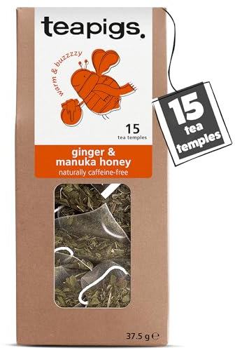 Teapigs Ginger & Manuka Honey Tea - Infusion of Ginger & Manuka Honey for a Fiery Kick - Naturally Caffeine-Free Detox Tea - 15 Biodegradable Herbal Tea Bags