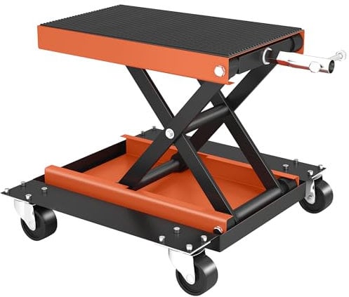 HOMCOM martinetto per Moto 500 kg Sollevatore per Moto caricabile 135-390 mm Staffa di Montaggio Regolabile in Altezza Sollevatore a Forbice per Riparazione Moto in Garage e Aree Esterne