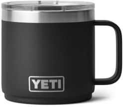 YETI Rambler 14 oz Ceramic Lined Stackable Mug, Vacuum Insulated, Stainless Steel with MagSlider Lid, Black