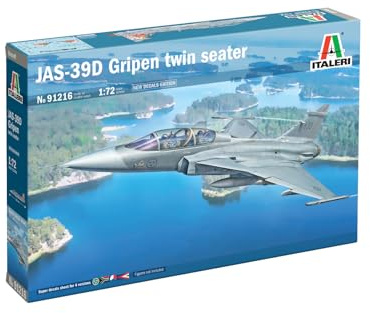 Italeri 91216 JAS-39D Gripen Twin Seater, 1:72 Scale, Plastic Model Kit/Model Assembly
