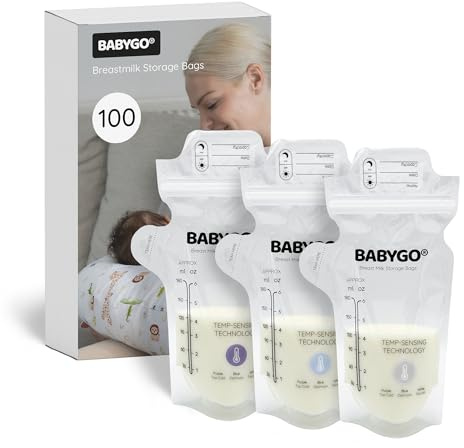BABYGO Bolsa desechable de almacenamiento de leche materna (transparente, núcleo, paquete de 100)