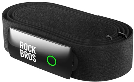 ROCKBROS Herzfrequenzmesser Brustgurt Bluetooth & ANT+, LED Anzeige, 50h Akku, IP67 Wasserdicht, Magnetladung, Kompatibel mit Garmin, Wahoo, Polar, Strava, Sports Tracker