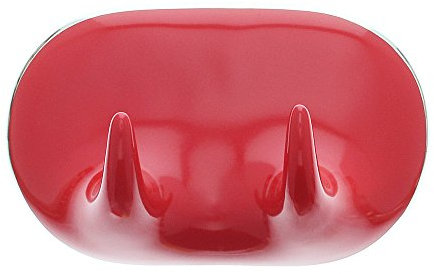 Kosmetex Doppel-Wandhaken aus Porzellan, Rot mit 18 Karat Platin Silber Rand, Rossa Handtuch-Haken, Haken 2er