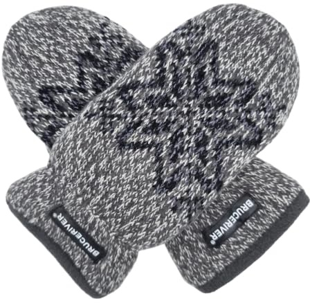 BRUCERIVER Damen Strickhandschuhe Schneeflocke | Warme Fleecefütterung