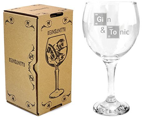 Ginsanity [The Gin Collective Coupe de Verres Gin & Tonic Ballon Cocktail/Lunettes dans Une Boîte Cadeau [545ml] - Gin & Tonic Essential Elements