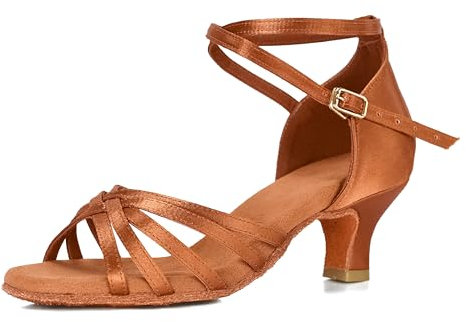 VASHCAME - Donna Scarpe da Ballo Latino/Sala da Ballo/Standard Tacco 5cm/7cm Marrone (Tacco- 5cm) 41 EU