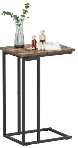 HOME BI C-Shaped Sofa Side Table, Easy Assembly,Rustic Brown
