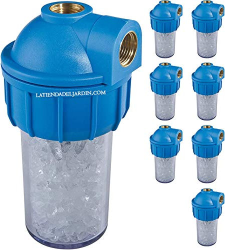 Suinga Filtro Antical Termo Electrico Recargable 1/2 | Pack 8 Filtros Calentadores Agua con Vaso Contenedor y Polifosfatos | Entrada General Contra Cal | Descalcificador Agua Domestico